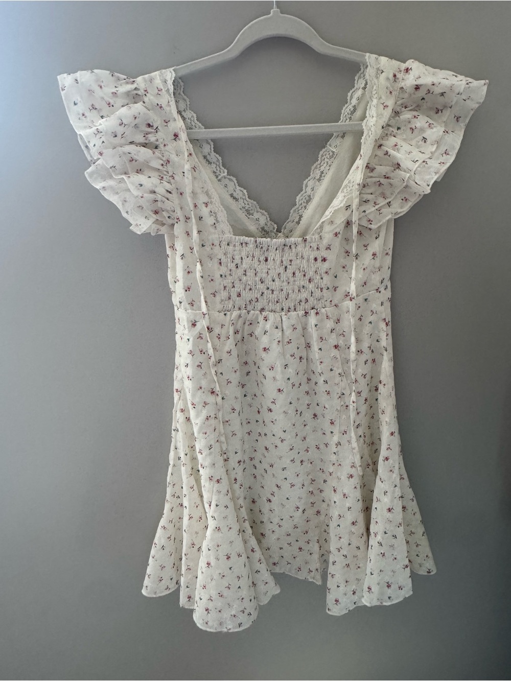 Lulu's White Mini Dress with Pink Floral Print - Picture 6 of 8